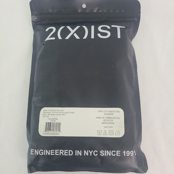 2XIST Men Sz S 100% Cotton Low Rise Trunk Brief 3-Pack Black Multicolor $39 - Picture 3 of 4